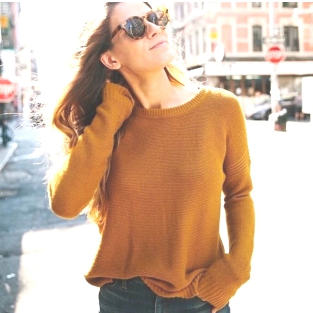Madewell Chronicle Lightweight Textured Gold Pullover Sweater Gold Size medium